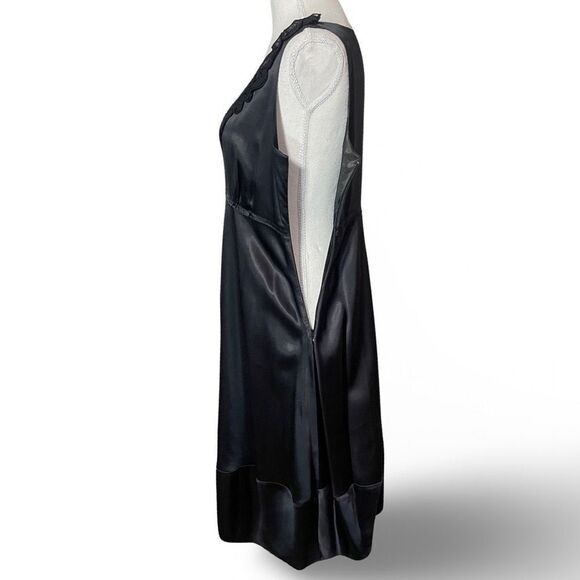 TAHARI Charlotte Dress, 100% Silk, Black, Ruffled V neckline, NWT, Size 6 - Picture 7 of 8